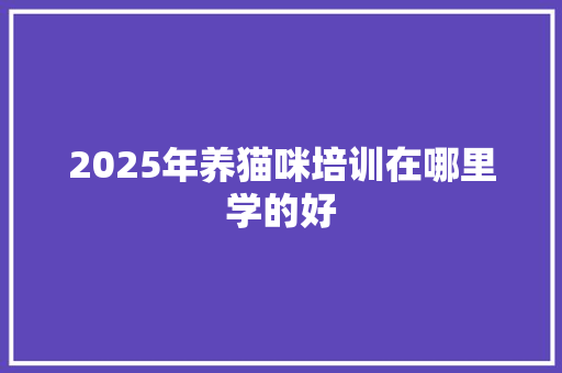 2025年养猫咪培训在哪里学的好