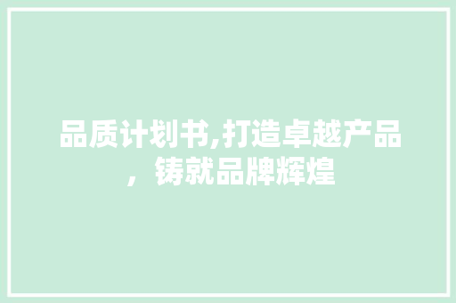 品质计划书,打造卓越产品，铸就品牌辉煌