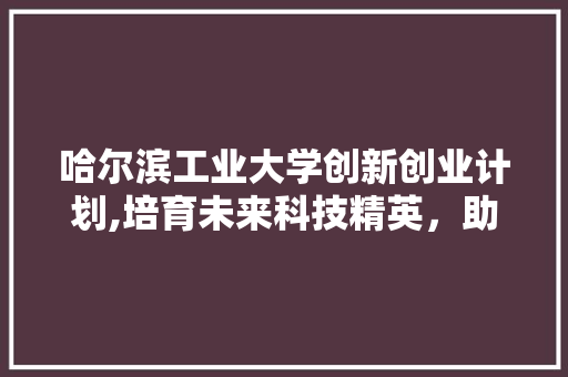 哈尔滨工业大学创新创业计划,培育未来科技精英，助力国家创新发展